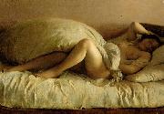 Johann Baptist Reiter Slumbering Woman oil painting on canvas